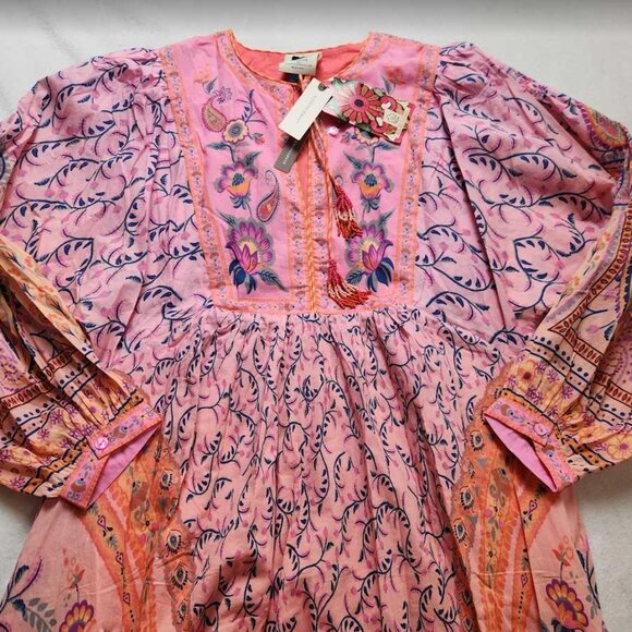 New S Farm Rio x Anthropologie long-sleeve pink floral printed maxi dress - Picture 6 of 12